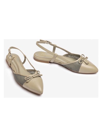Leder-Slingballerinas in Beige