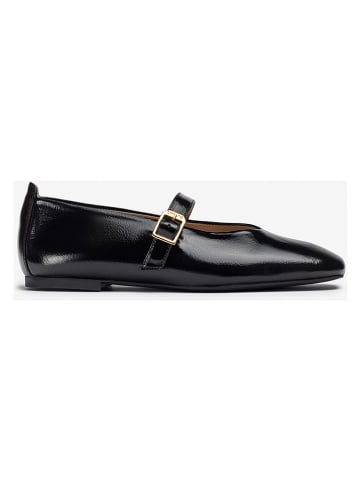 Leder-Spangenballerinas in Schwarz