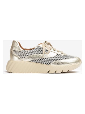 Skórzane sneakersy w kolorze złotym
