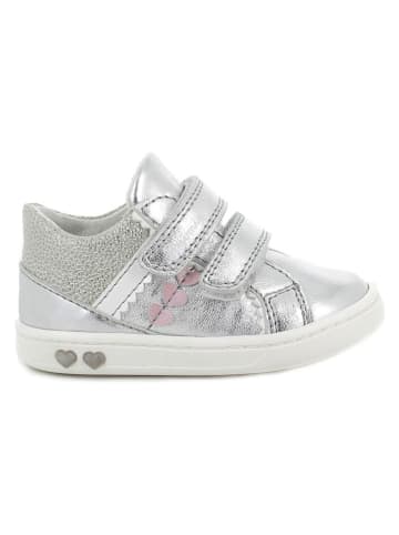 Leren sneakers zilverkleurig