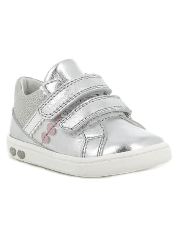 Leren sneakers zilverkleurig