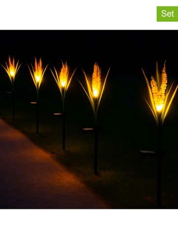 6er-Set: LED-Solar-Gartenstecker ''Ferny'' in Gelb - (H)58 cm