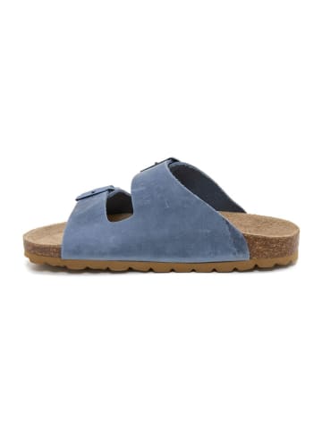 Leren slippers blauw