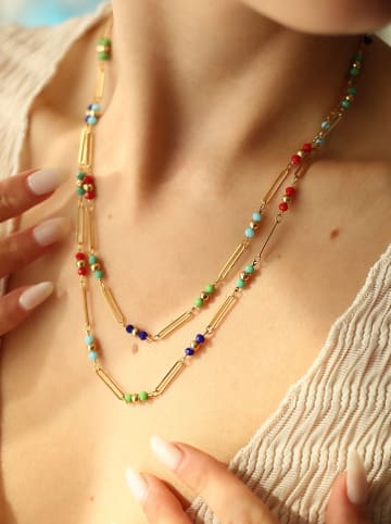 Vergulde ketting met sierelementen - (L)50 cm
