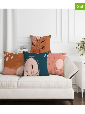 4er-Set: Kissenhüllen in Orange/ Dunkelblau/ Rosa