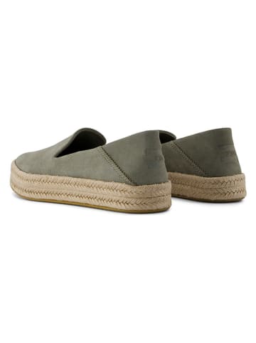 Leren espadrilles kaki