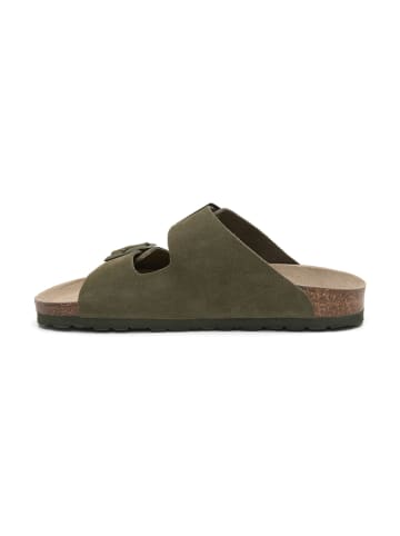 Skórzane klapki w kolorze khaki
