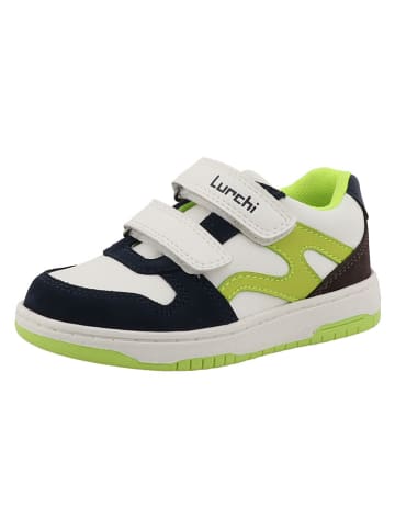 Leren sneakers "Gerd" wit/donkerblauw/groen