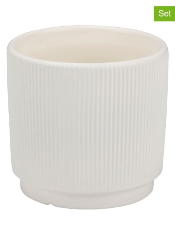 Doniczki (2 szt.) w kolorze kremowym - wys. 11 x Ø 12 cm