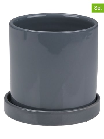 Doniczki (2 szt.) w kolorze szarym - wys. 13,5 x Ø 13 cm