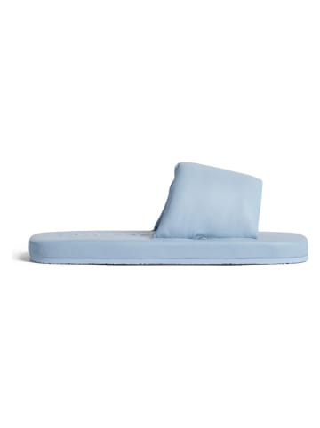 Leren slippers "Hastalavista" lichtblauw