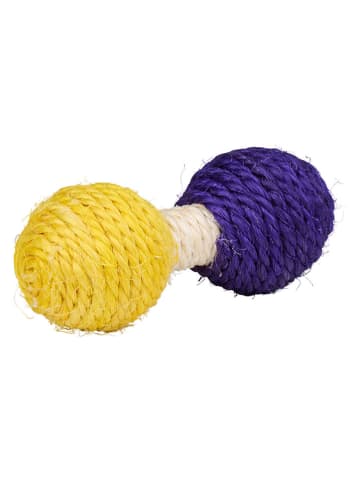Grzechotka w kolorze niebiesko-żółtym dla kota - dł. 11 cm