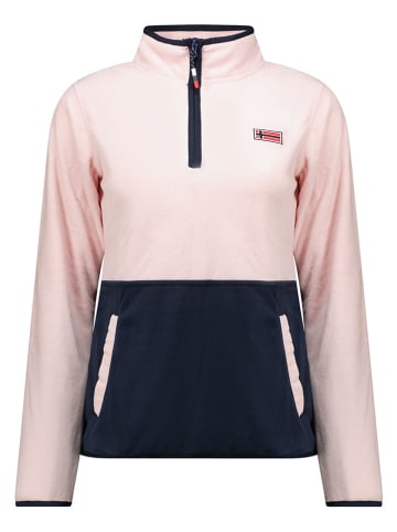 Fleecepullover "Touki" in Rosé/ Dunkelblau
