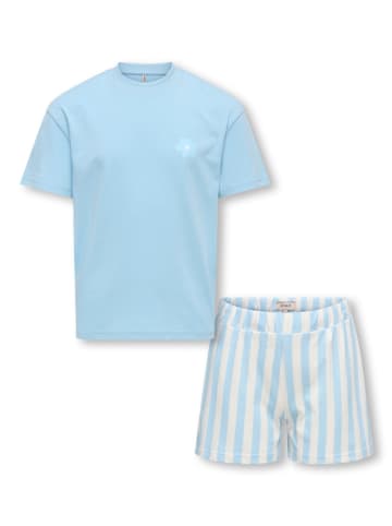 Pyjama "Rila" in Hellblau/ Weiß