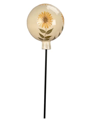 Gartenstecker ''Kugel Blumen'' in Creme/ Gelb - (H)18 x Ø 15 cm