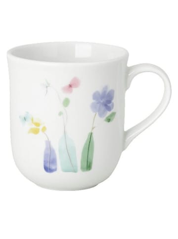 Kubek "Flower vases" w kolorze białym ze wzorem - wys. 12 x Ø 9 cm