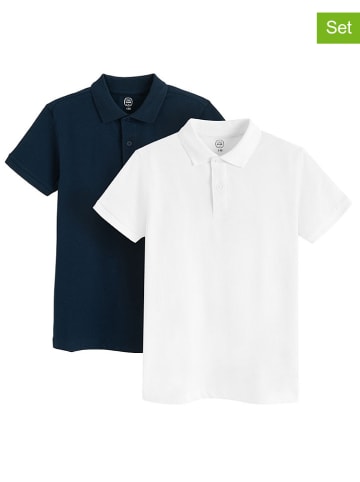 Koszulki polo (2 szt.) w kolorze białym i granatowym