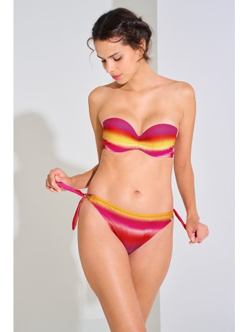 Figi bikini w kolorze czerwono-fioletowo-żółtym