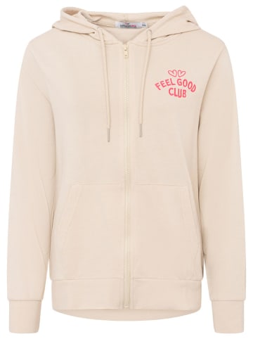 Sweatjacke "Feel Good Club" in Beige