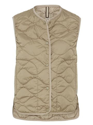 Doorgestikte bodywarmer kaki