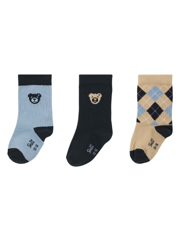 3er-Set: Socken in Dunkelblau/ Beige