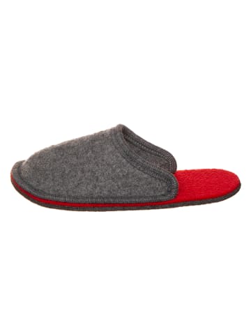Hausschuhe "Helli" in Grau/ Rot