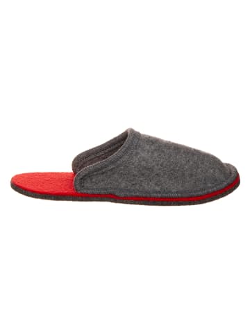 Hausschuhe "Helli" in Grau/ Rot