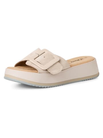 Leder-Pantoletten in Beige