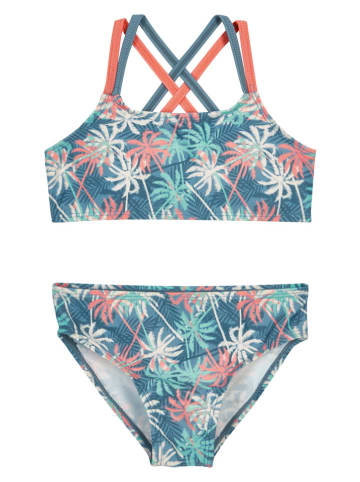 Bikini "Palmen" in Blau/ Weiß/ Orange