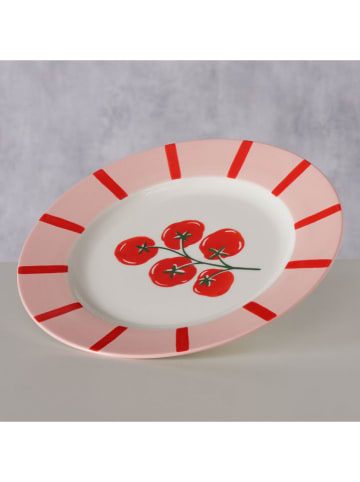 Talerz obiadowy "Tomato" w kolorze biało-jasnoróżowo-czerwonym - Ø 27,4 cm