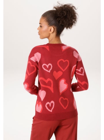 Trui rood/lichtroze