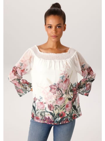 Bluse in Creme/ Pink