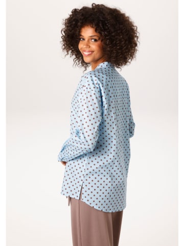 Blouse lichtblauw/bruin