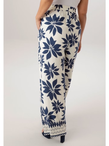 Marlenebroek crème/donkerblauw