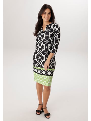 Jurk zwart/wit/groen