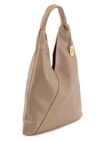 Leren schoudertas "Chersilina" taupe - (B)40 x (H)48 x (D)2 cm