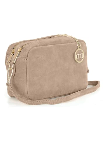 Leren schoudertas "Vittadini" taupe - (B)23 x (H)16 x (D)11 cm