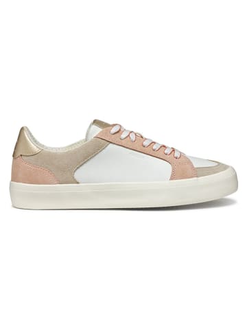 Leren sneakers "Emmeleny" wit/lichtroze/goudkleurig