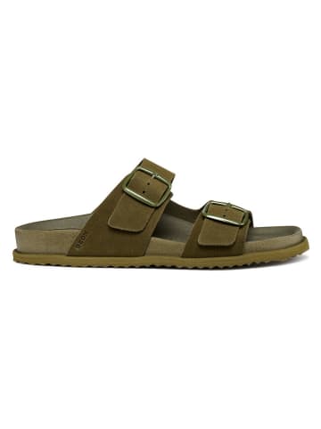 Leren slippers "Sandybett" kaki