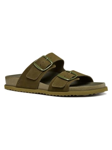 Leren slippers "Sandybett" kaki