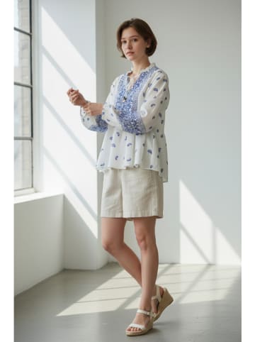 Blouse wit/blauw