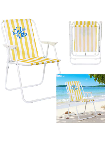 Klapstoel “Dolce Vita” geel/wit - (B)44 x (H)75 x (D)52 cm