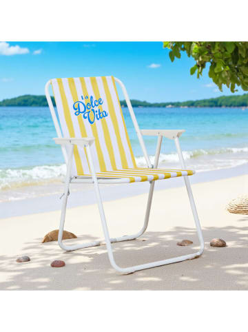 Klapstoel “Dolce Vita” geel/wit - (B)44 x (H)75 x (D)52 cm