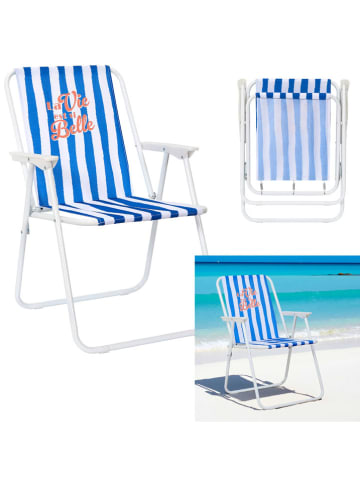 Klapstoel "Dolce Vita" blauw/wit - (B)44 x (H)75 x (D)52 cm
