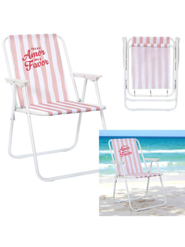 Klapstoel "Dolce Vita" lichtroze/wit - (B)44 x (H)75 x (D)52 cm
