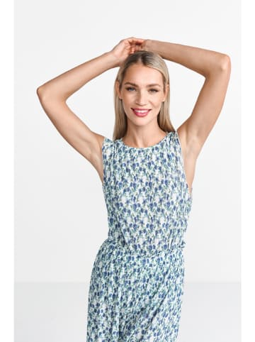 Blousetop blauw/wit