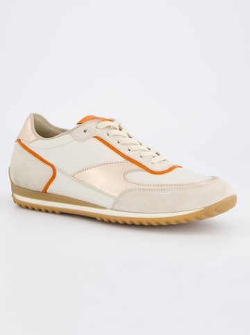 Leder-Sneakers in Beige/ Orange