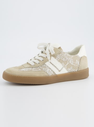Skórzane sneakersy w kolorze beżowo-białym