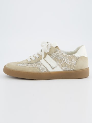 Skórzane sneakersy w kolorze beżowo-białym