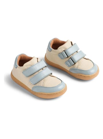 Leder-Sneakers "Barres" in Beige/ Hellblau